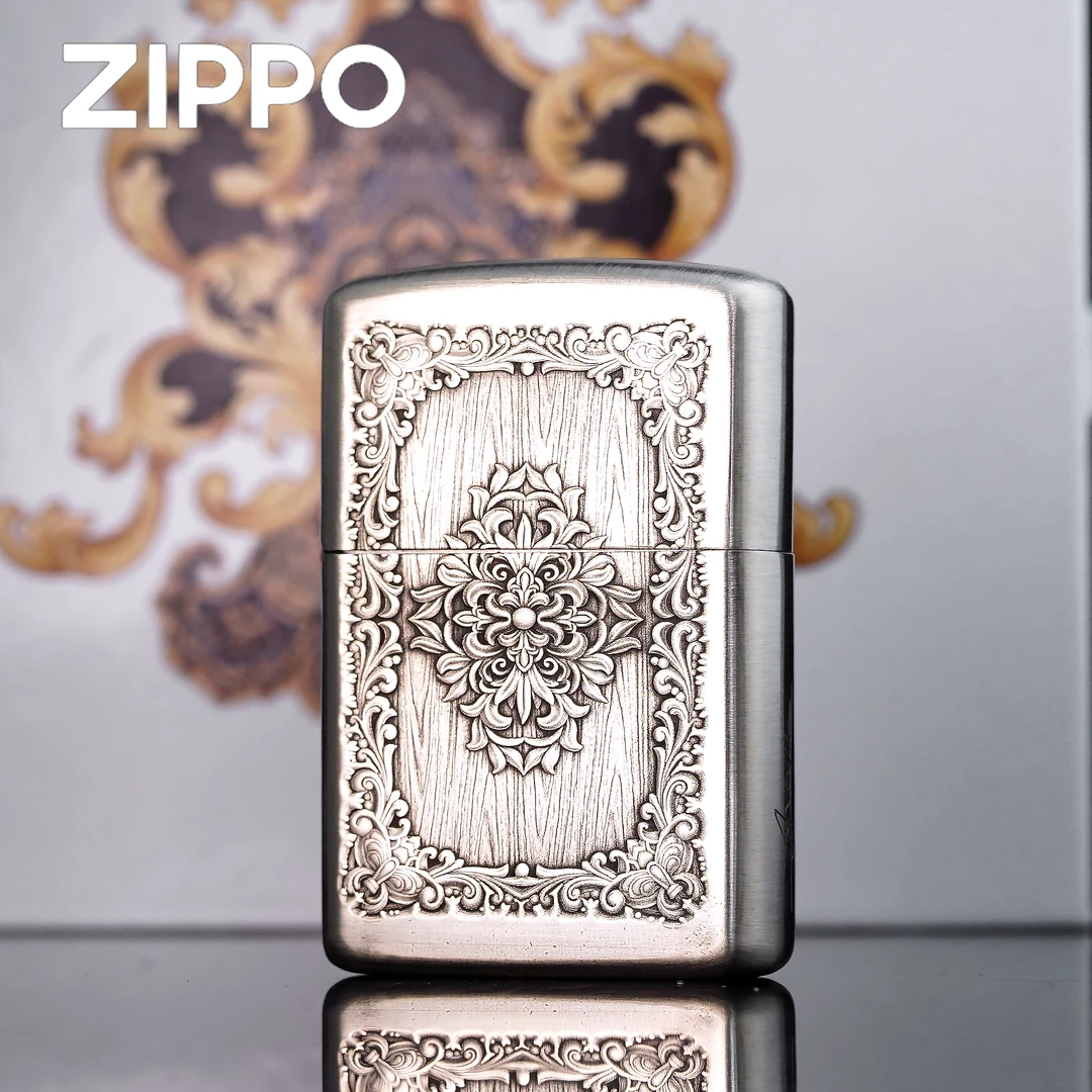 zippo打火机正品/白铜重十字花双面雕刻妖月DYJ1