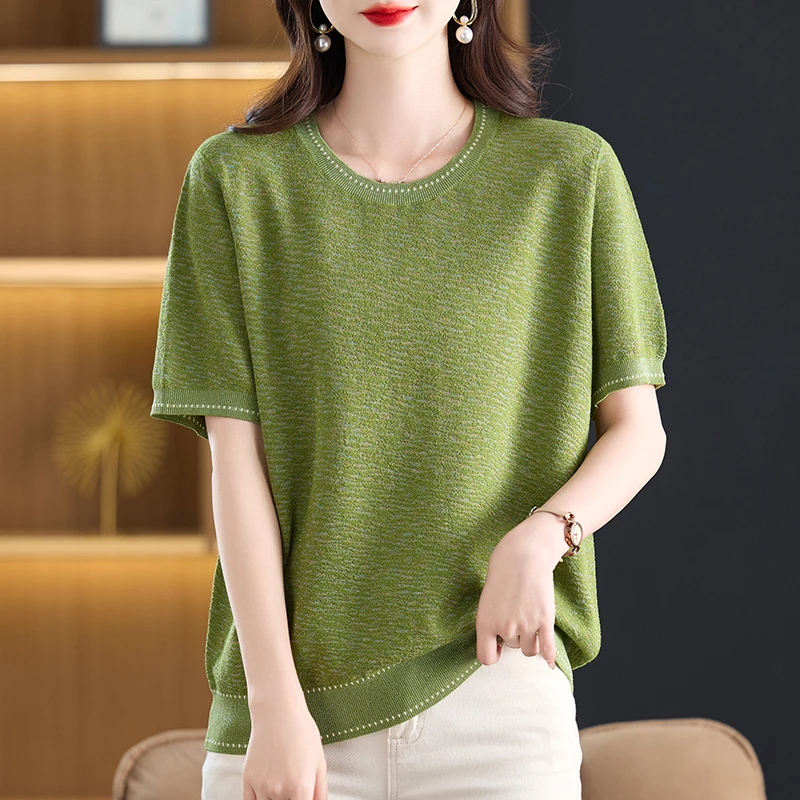 短袖大码女胖mm遮肚显瘦t恤2025新款夏季薄款气质冰丝上衣高级感