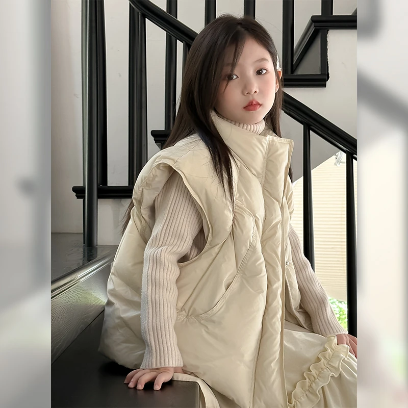 女童羽绒马甲冬季新款儿童洋气羽绒服外套女宝宝时髦背心24092403