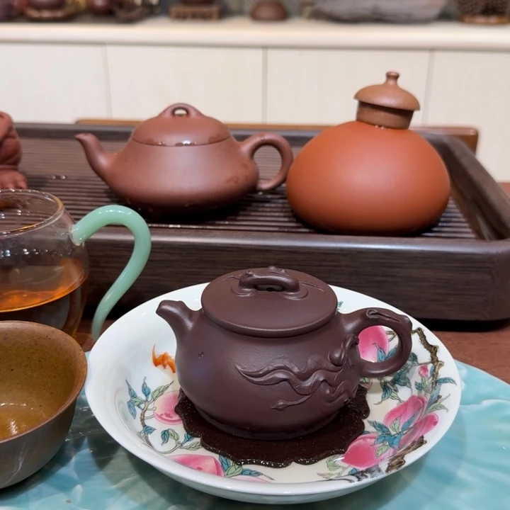 茶壶紫砂圣桃儒相老紫泥紫砂壶