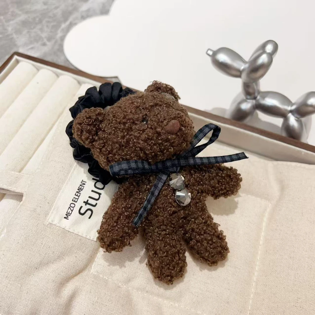 秋冬可爱毛绒小熊发圈发绳J2261