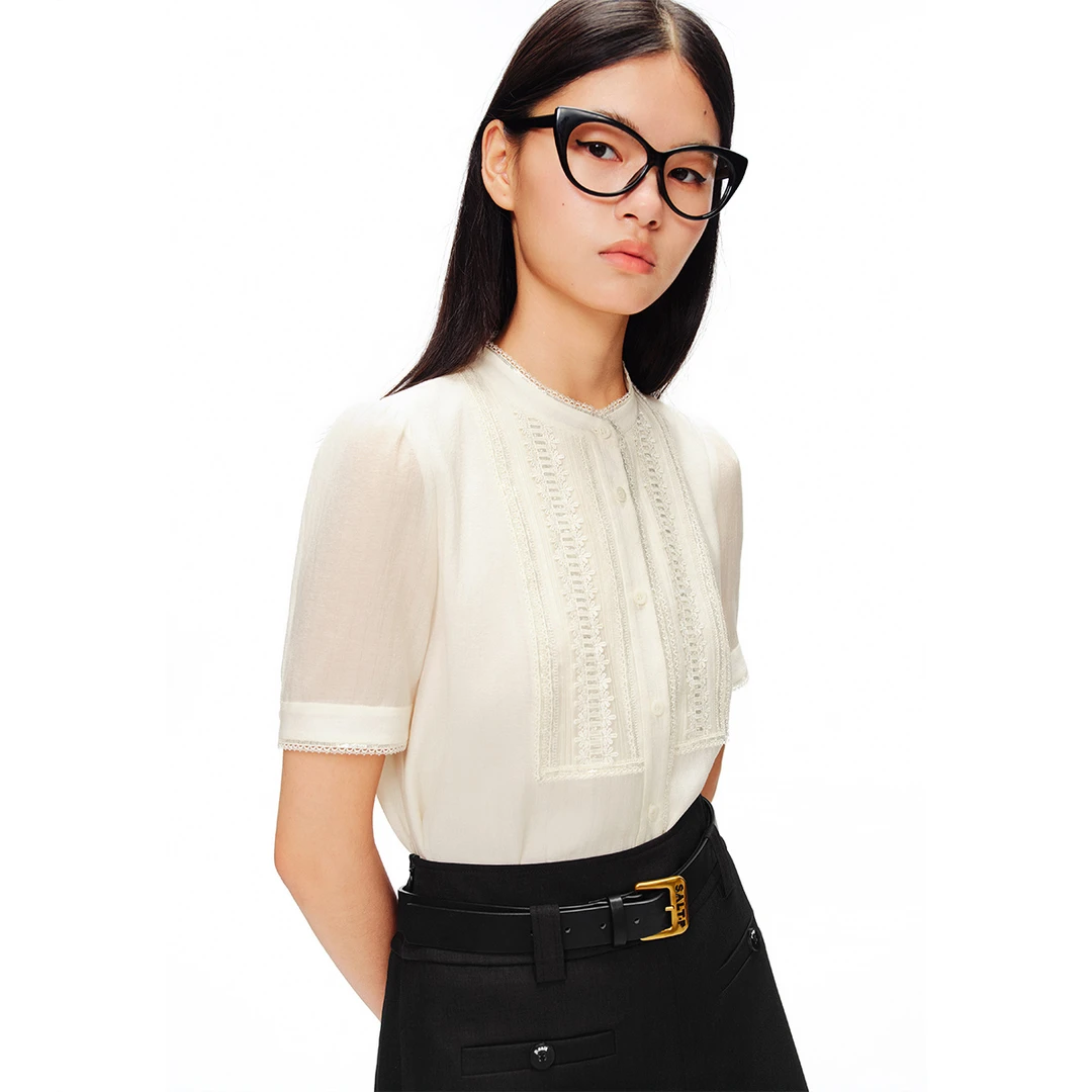 SALT.P可颜 夏季流光花边精致宫廷风单上衣AC34270100