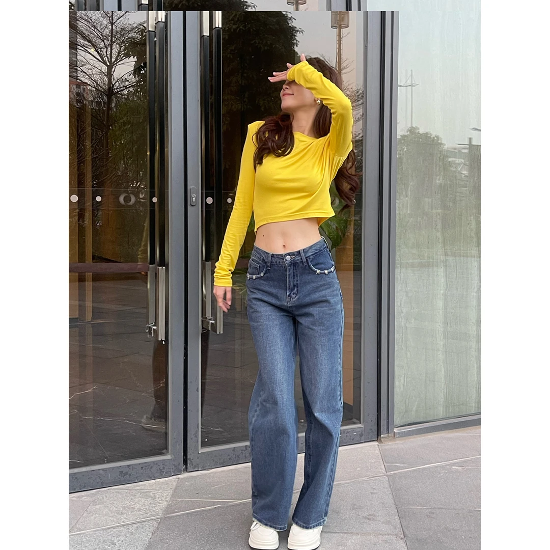 【Thats good远昌服饰】高级感阔腿牛仔裤爆款显瘦高腰窄版毛边复古