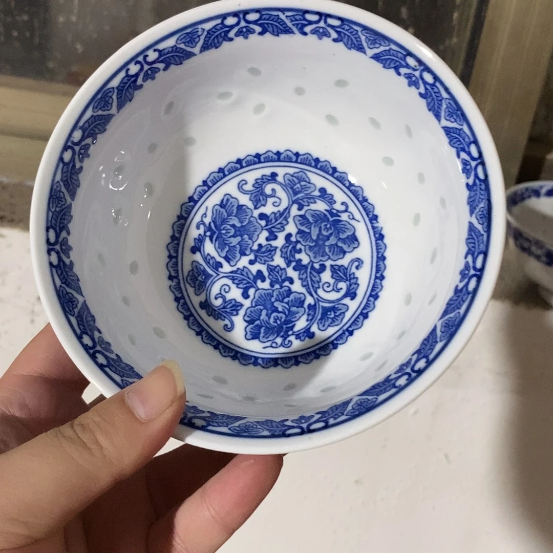 摆件5.5寸高温玲珑瓷碗2支