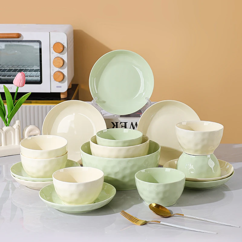 碗盘子餐具套装家用乔迁新居饭碗菜碟子组合家庭装奶油风网红餐具