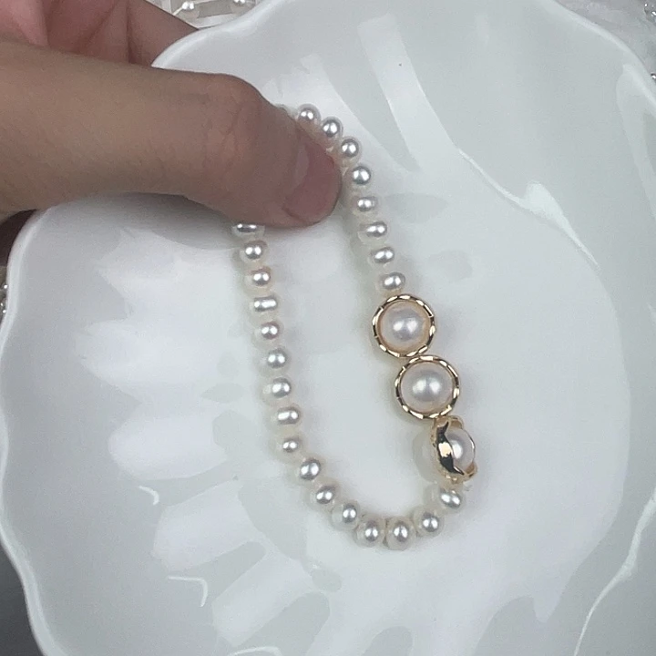 天然珍珠淡水珍珠银S925镶嵌