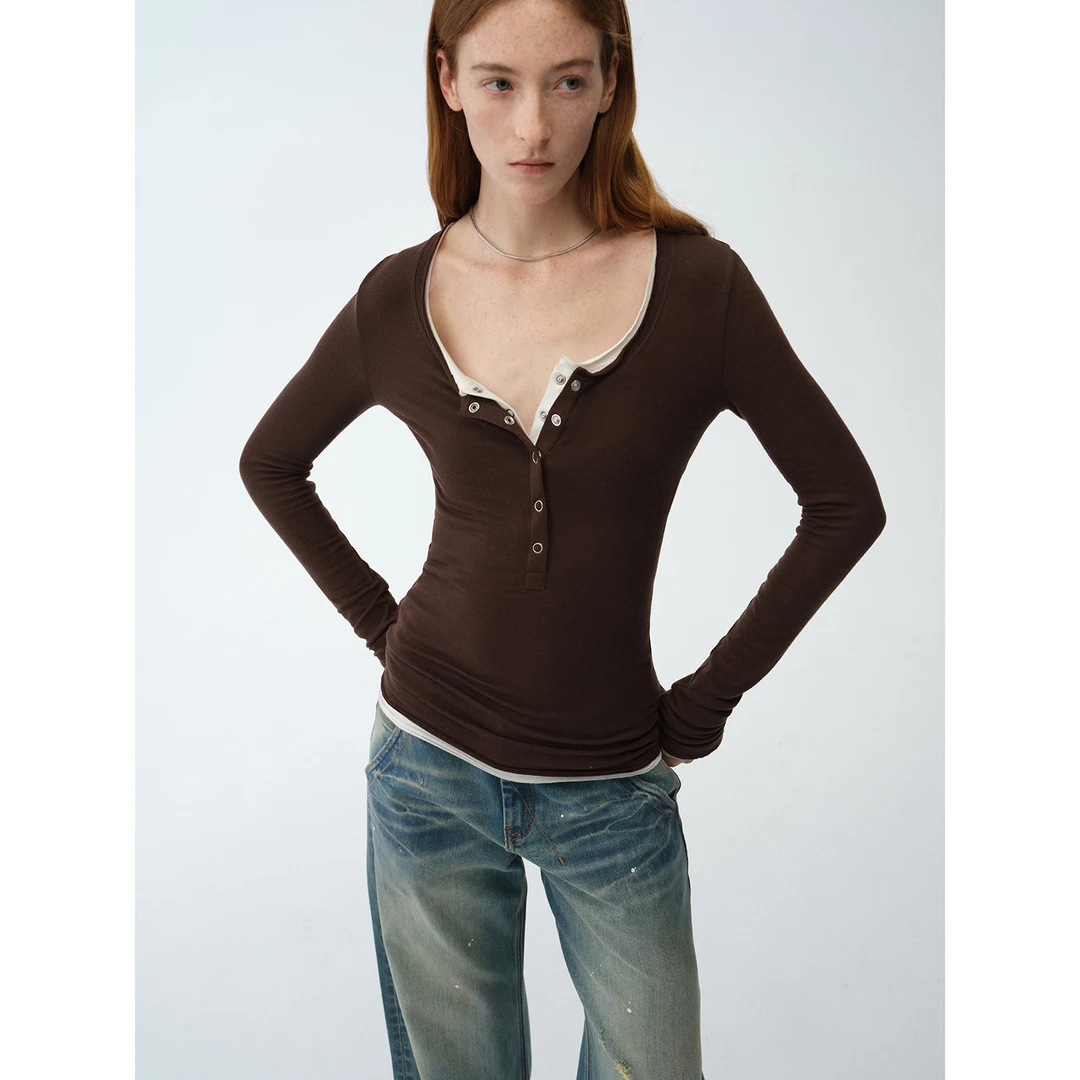 付智恩 纯粹时尚 多领型修身天丝羊毛针织衫春