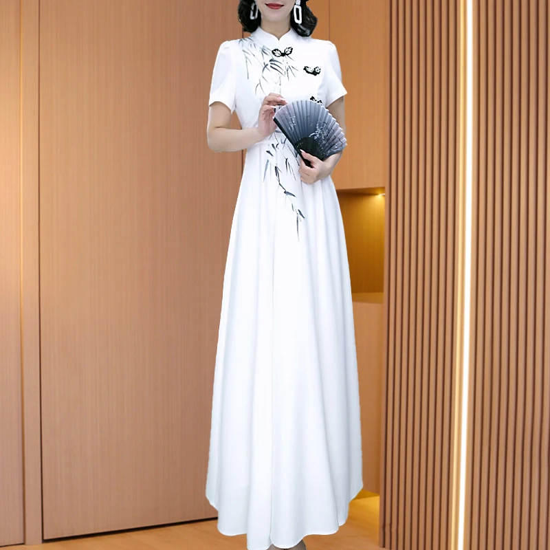 女装气质淑女中年妈妈礼服裙年夏季新款时尚洋气连衣裙