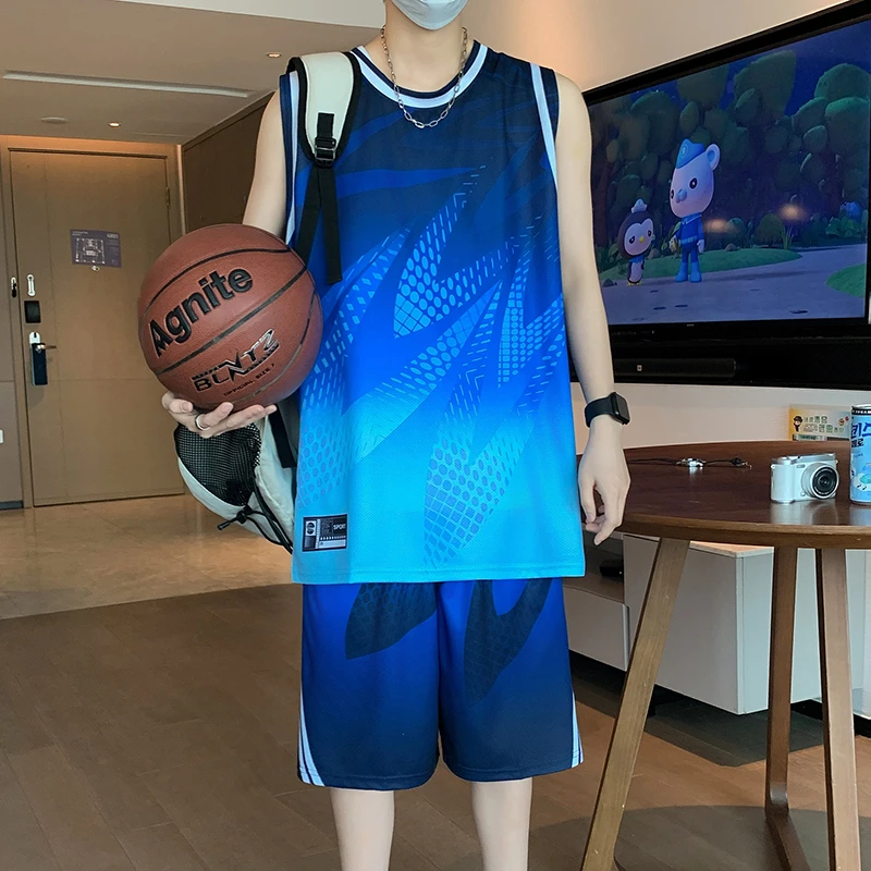 透气速干青少年夏季休闲运动套装球服潮流运动服训练服学生跑步男