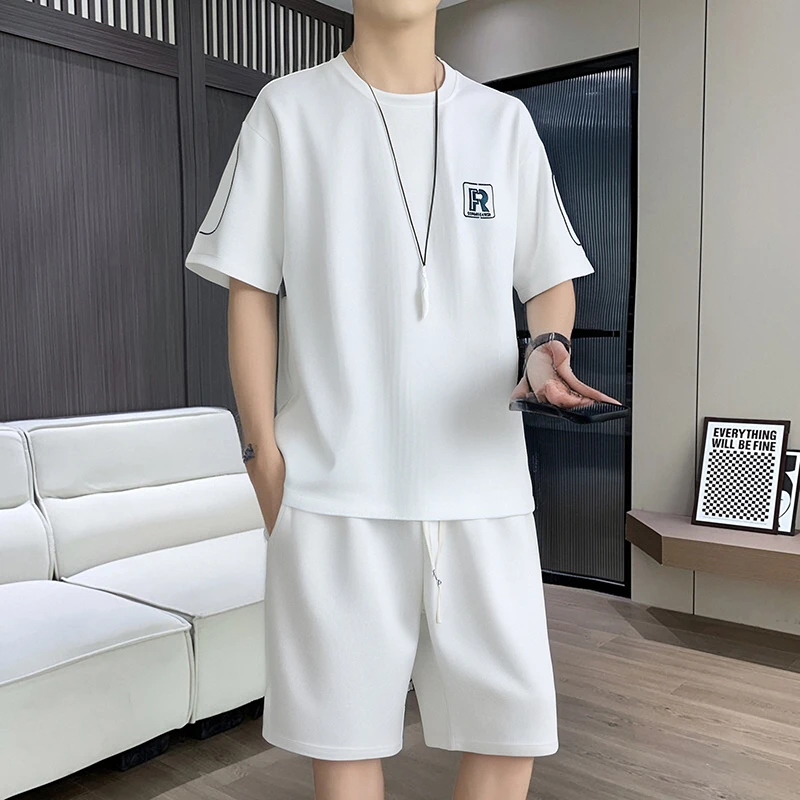 男士简约夏季新款休闲运动套装潮流宽松短袖短裤帅气搭配一套男装