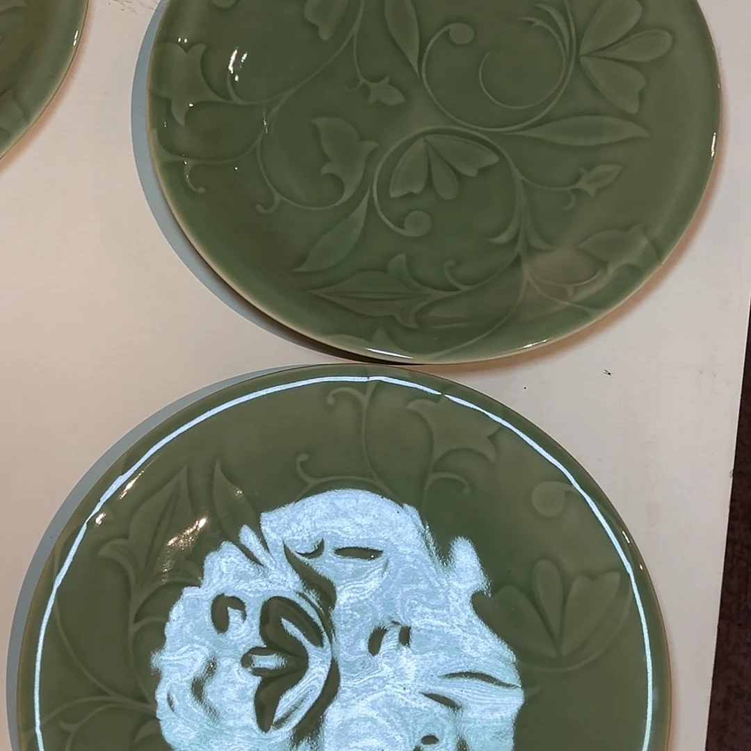瓷微瑕玉兰圆盘 2 只