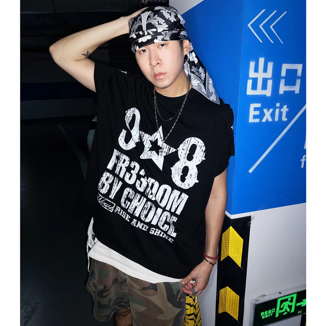 A【坎肩背心】复古宽松棉背心男士夏季新款无袖坎肩潮流圆领高街