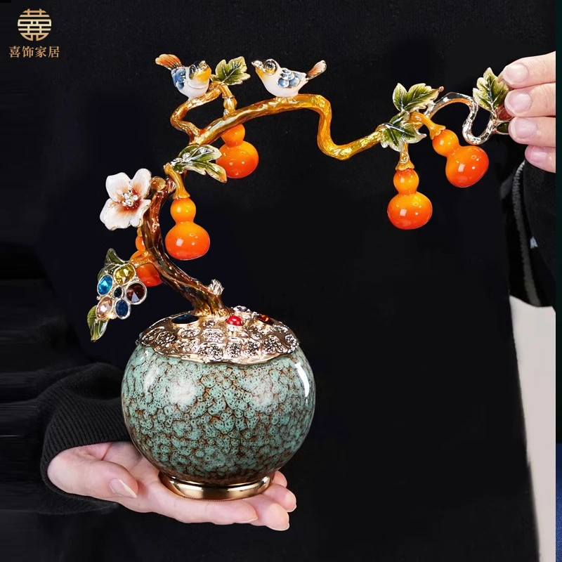 新款珐琅彩五福临门葫芦摆件客厅电视柜酒柜装饰搬家乔迁新居礼品