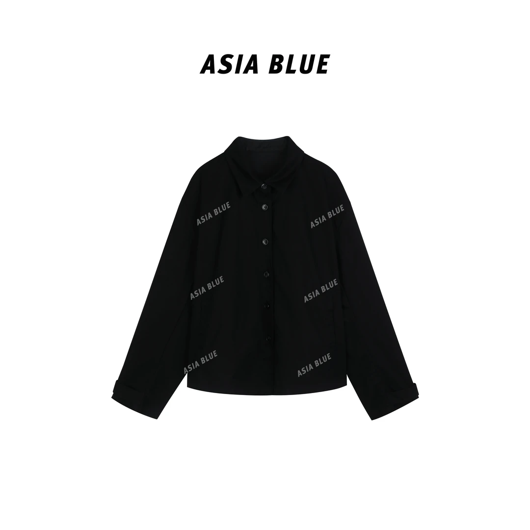 【ASIA BLUE】 · 不晚 · 秋季POLO领口袋百搭宽松纯色长袖衬衫W8525