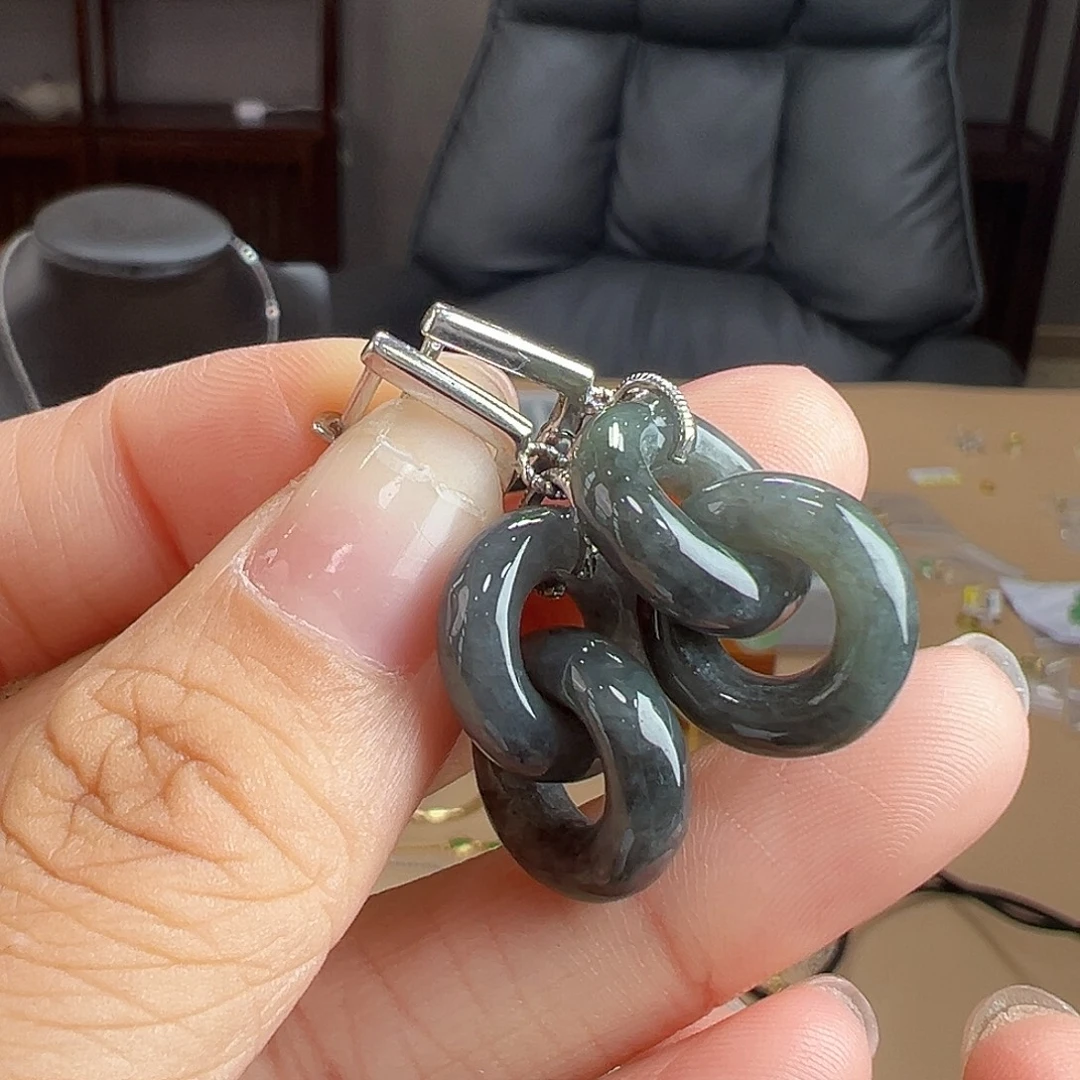 银S925镶嵌翡翠耳饰耳饰2