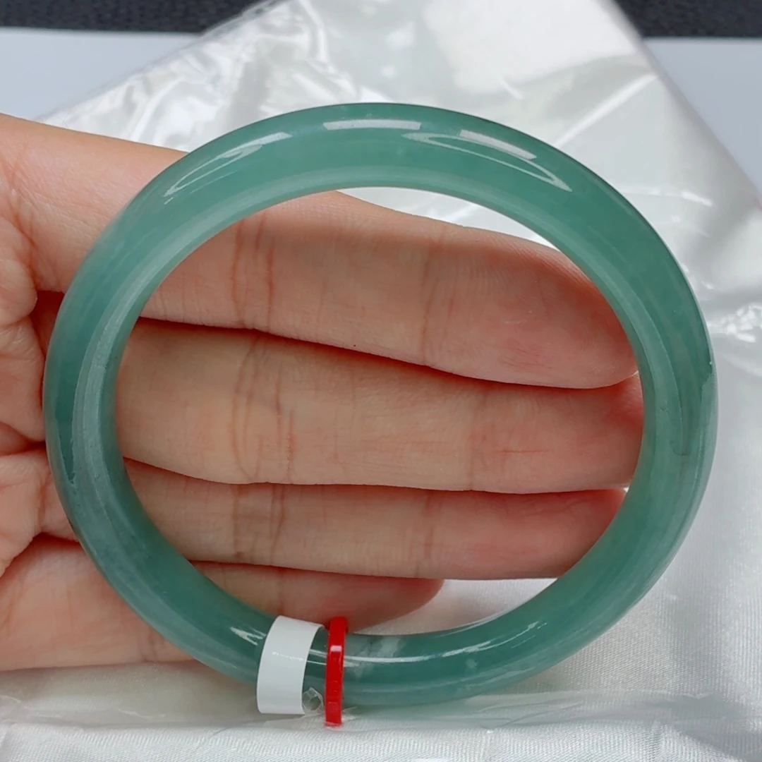 翡翠手镯未镶嵌冰底起光海蓝之谜008纹裂瑕疵漏