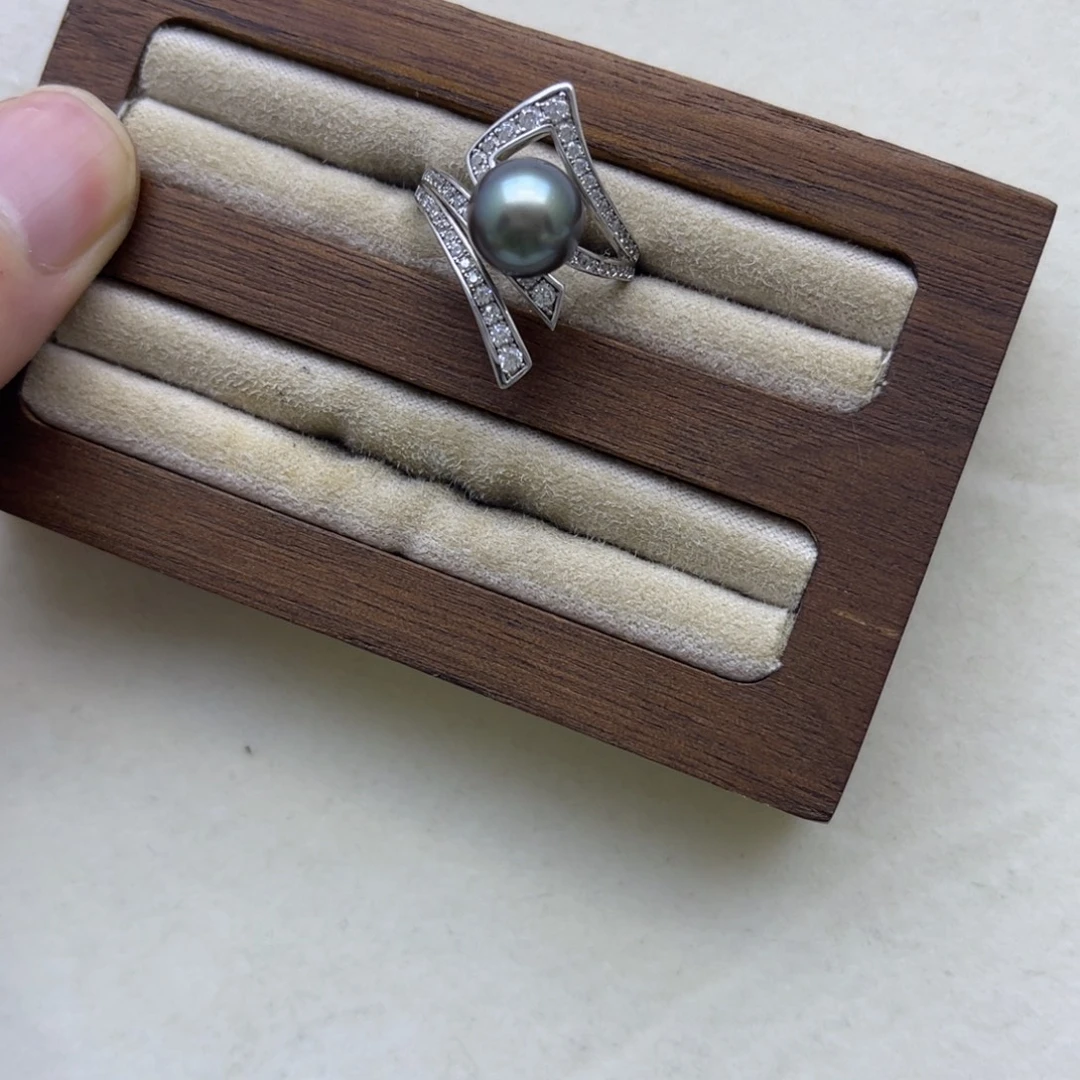 戒圈银S925镶嵌海水珍珠