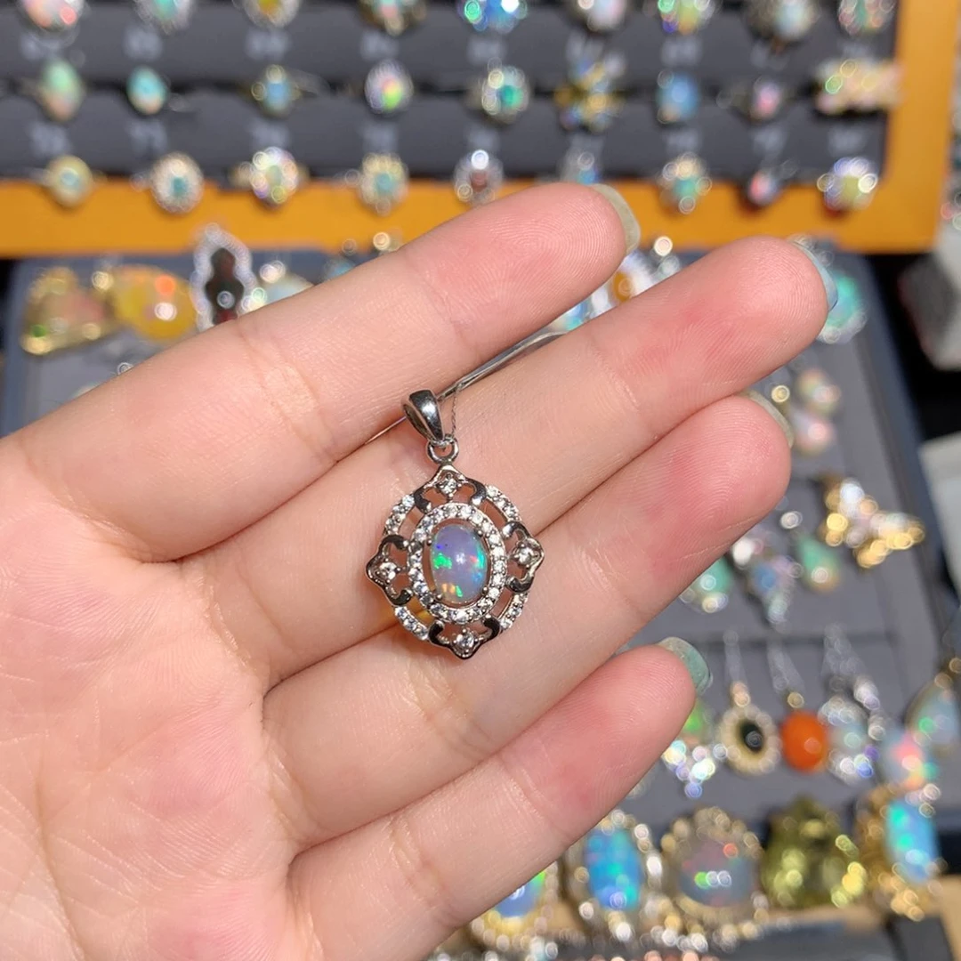 银S925镶嵌欧泊欧泊福利吊坠l