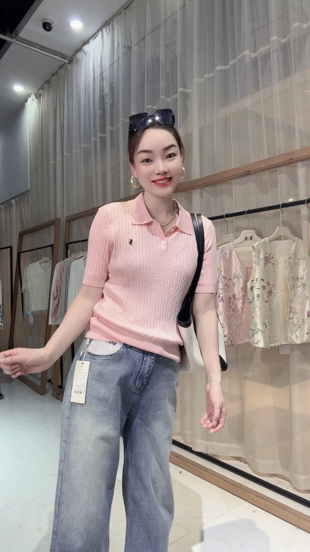 夏季经典POLO领女装短袖半开衫上衣0218