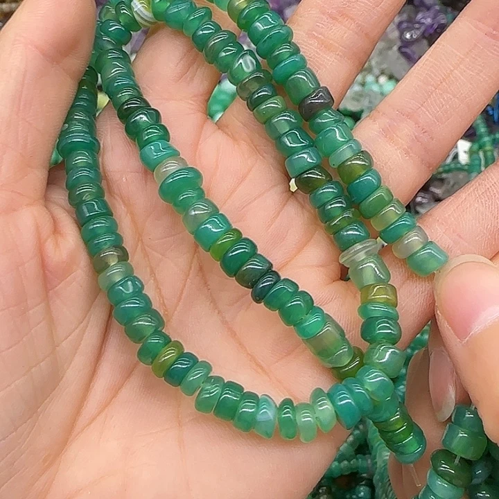 玛瑙/玉髓合金珠宝半成品绿玛瑙手工隔片6mm一条