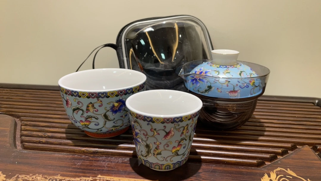 珐琅彩陶瓷茶具茶杯便携式泡茶喝茶