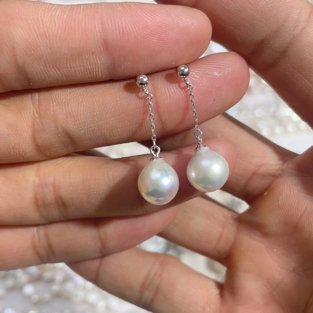 淡水珍珠耳饰银S925镶嵌
