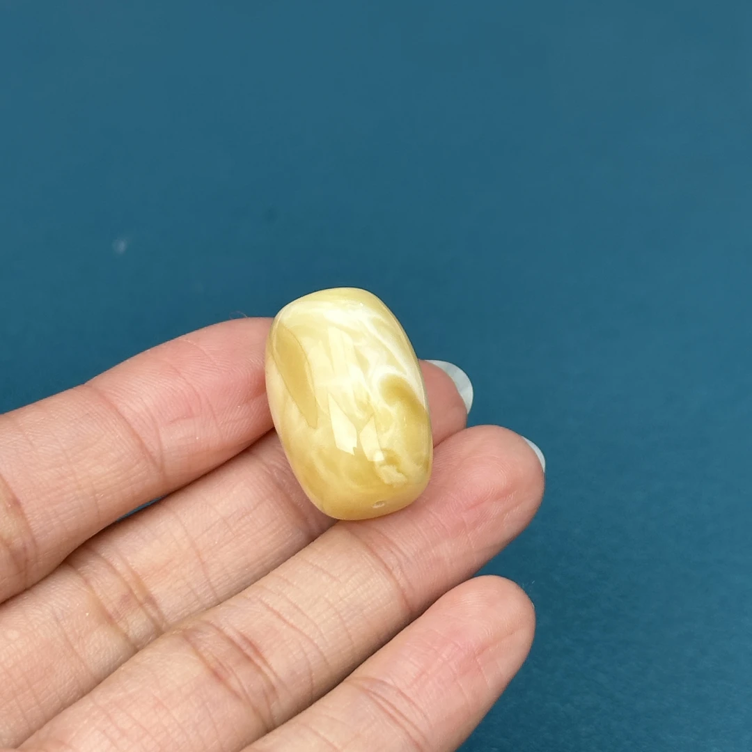 Y4878天然原矿蜜蜡 妖花桶珠16x23mm 3.8克抖音基地质检发货