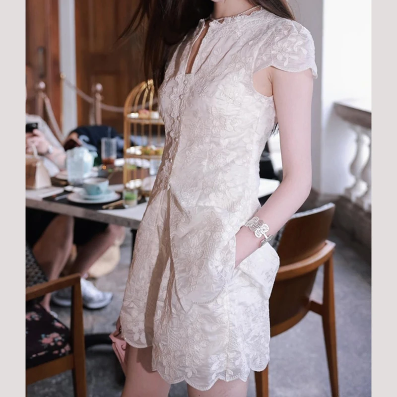 新中式国风女装蕾丝上衣短裤套装2025夏季新款洋气衣服时尚两件套