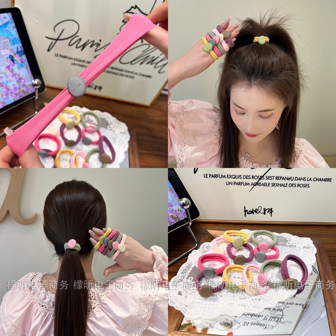 甜美彩色字母发绳加粗高弹力牛奶丝耐用面膜发圈头绳皮筋