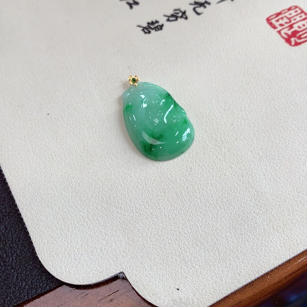 紫***晶翡翠18K金镶嵌颈饰吊坠