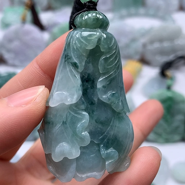 翡翠未镶嵌颈饰百财两面工艺卡厚16+