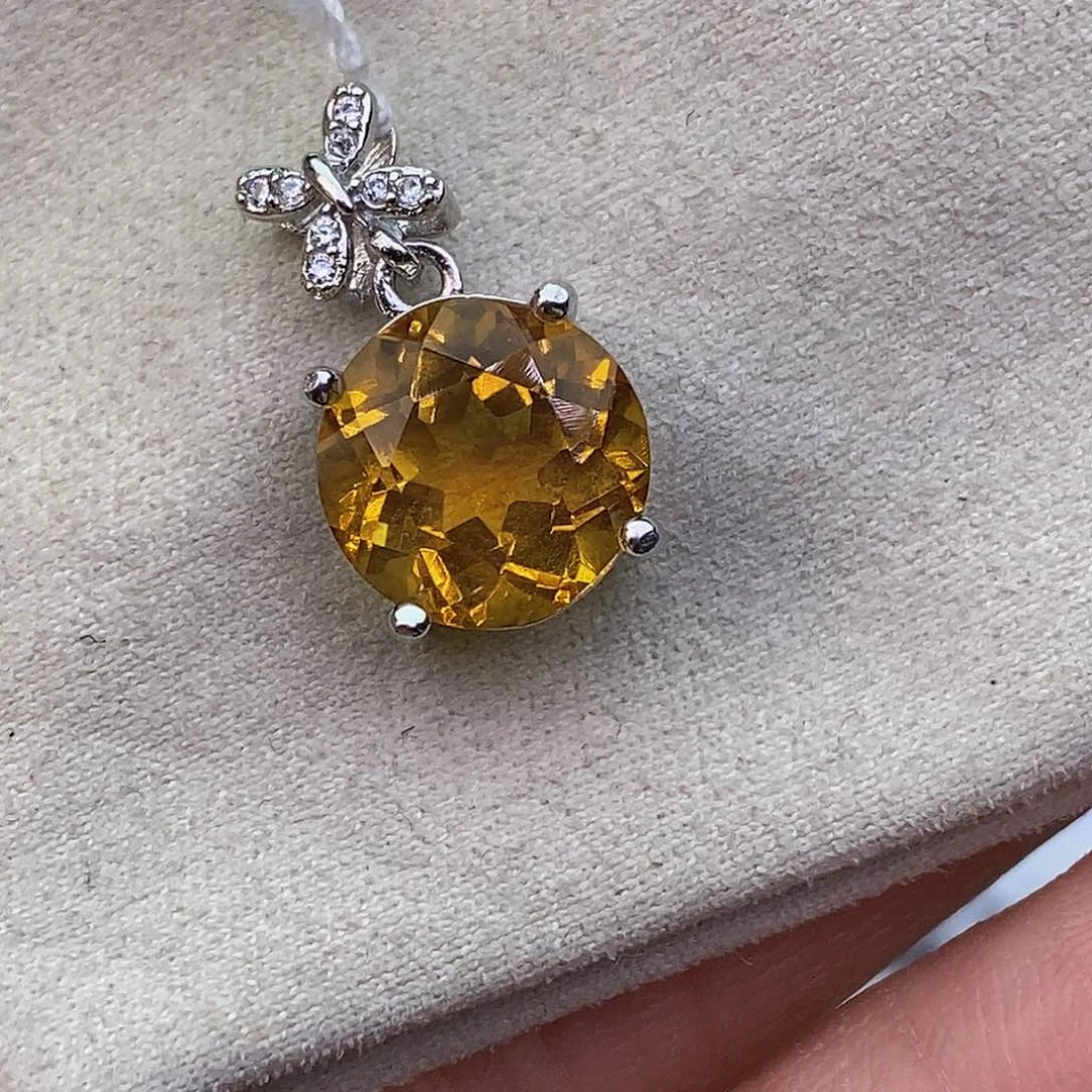 黄晶纯天然无优化黄水晶x银S925镶嵌清*欢