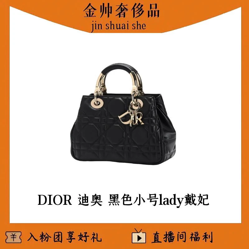 99新 DIOR/迪奥 黑色/小号/lady戴妃/95.22/单肩包/B4966