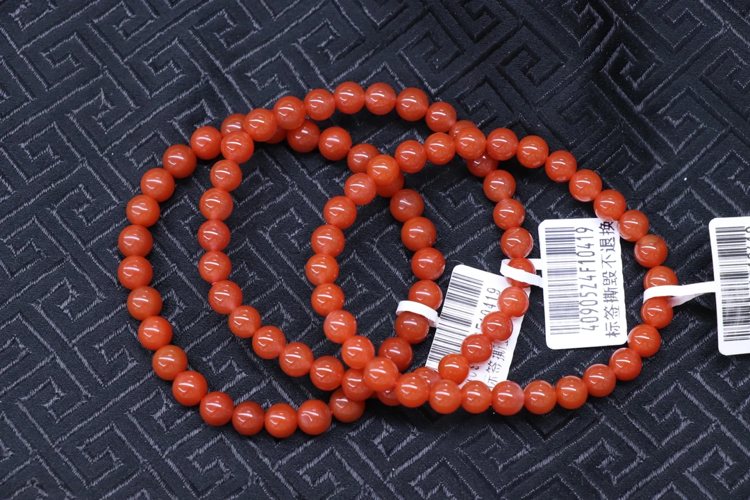 1原矿无优化天然南红保山东山廊坡辣椒红单圈6mm左右多样性发一条