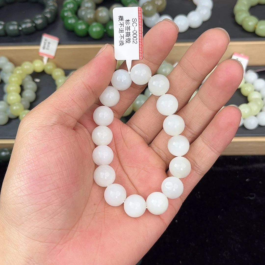 和田玉手串未镶嵌纯天然新疆和田玉且末天泰12mm
