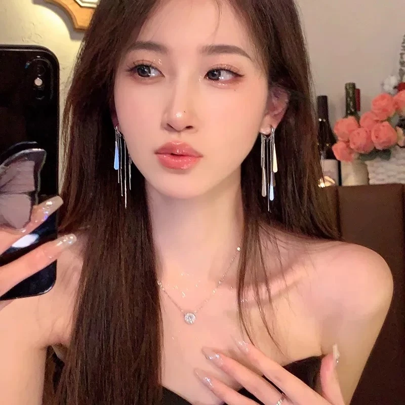 925银耳饰 XIANG韩国长款流苏网红耳环爆款设计纯银耳钉LSEH4391