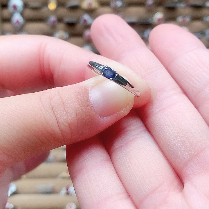 戒指蓝宝石银S925镶嵌