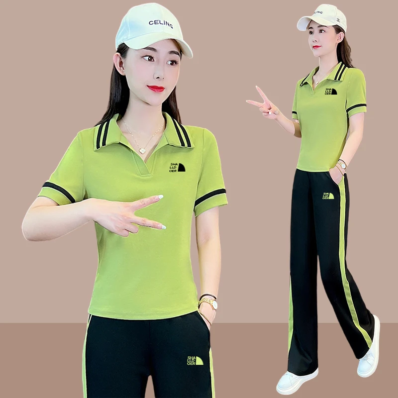 休闲时尚运动套装女2025新款爆款洋气时髦减龄短袖长裤夏季两件套