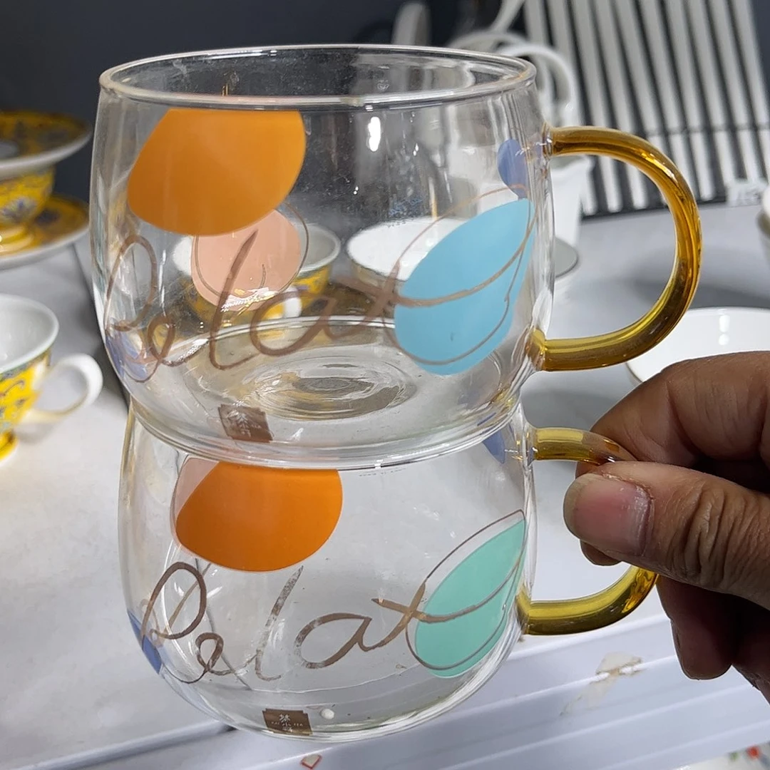 瓷片玻璃杯二个微瑕