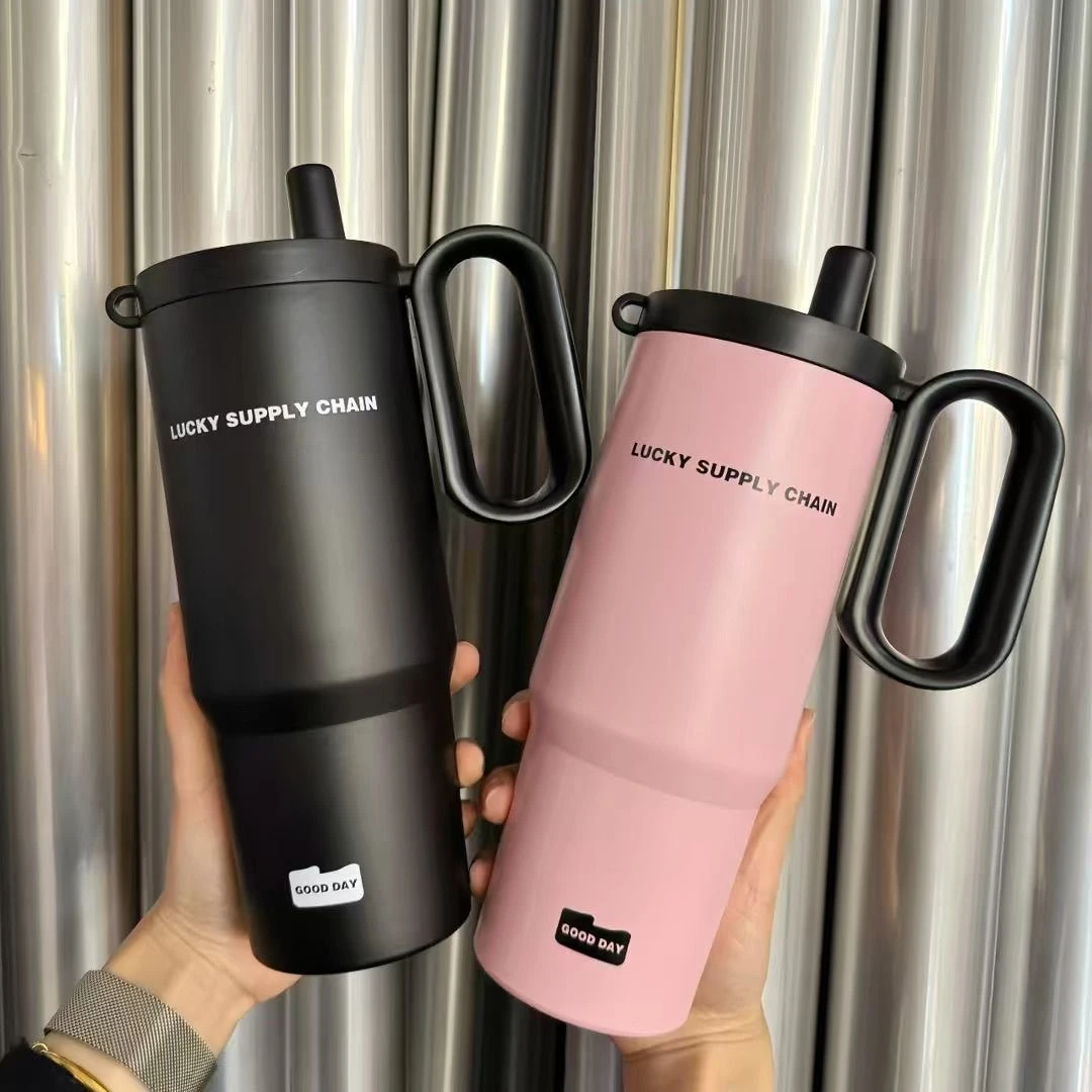 网红暮色保温杯大容量水杯316不锈钢吸管杯车载冰霸杯高级感杯子