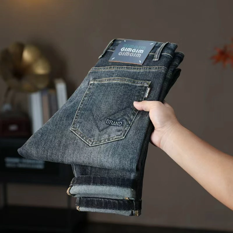 2025秋冬新款牛仔裤男款爆款轻奢休闲百搭高腰弹力修身直筒裤子男