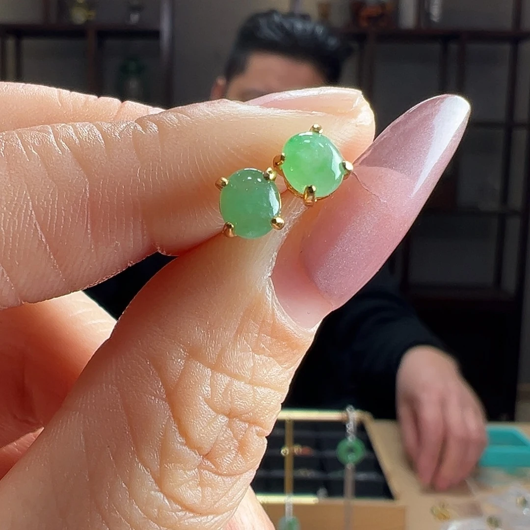 翡翠银S925镶嵌耳饰耳环33