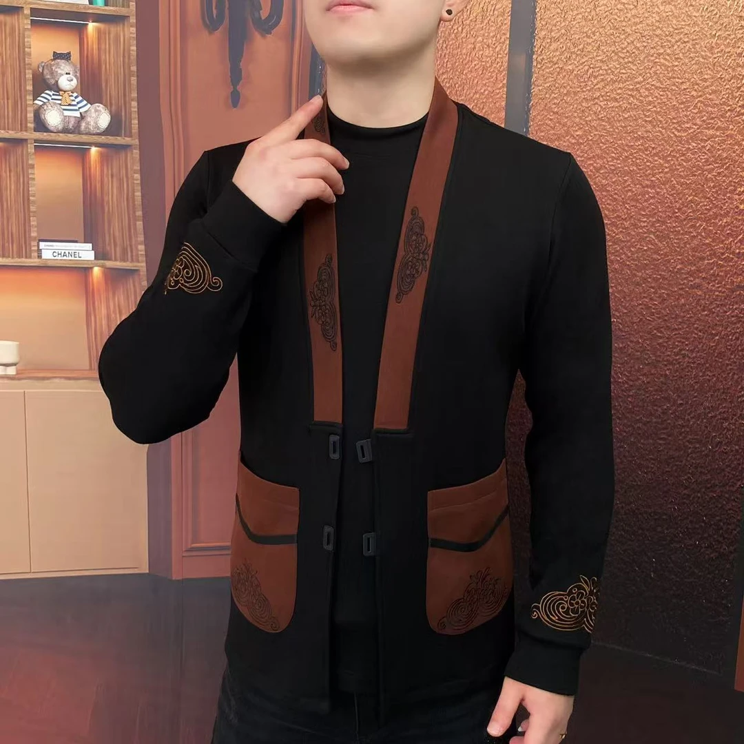 《教父》冬季假两件加绒卫衣新款修身简约百搭帅气时尚轻奢