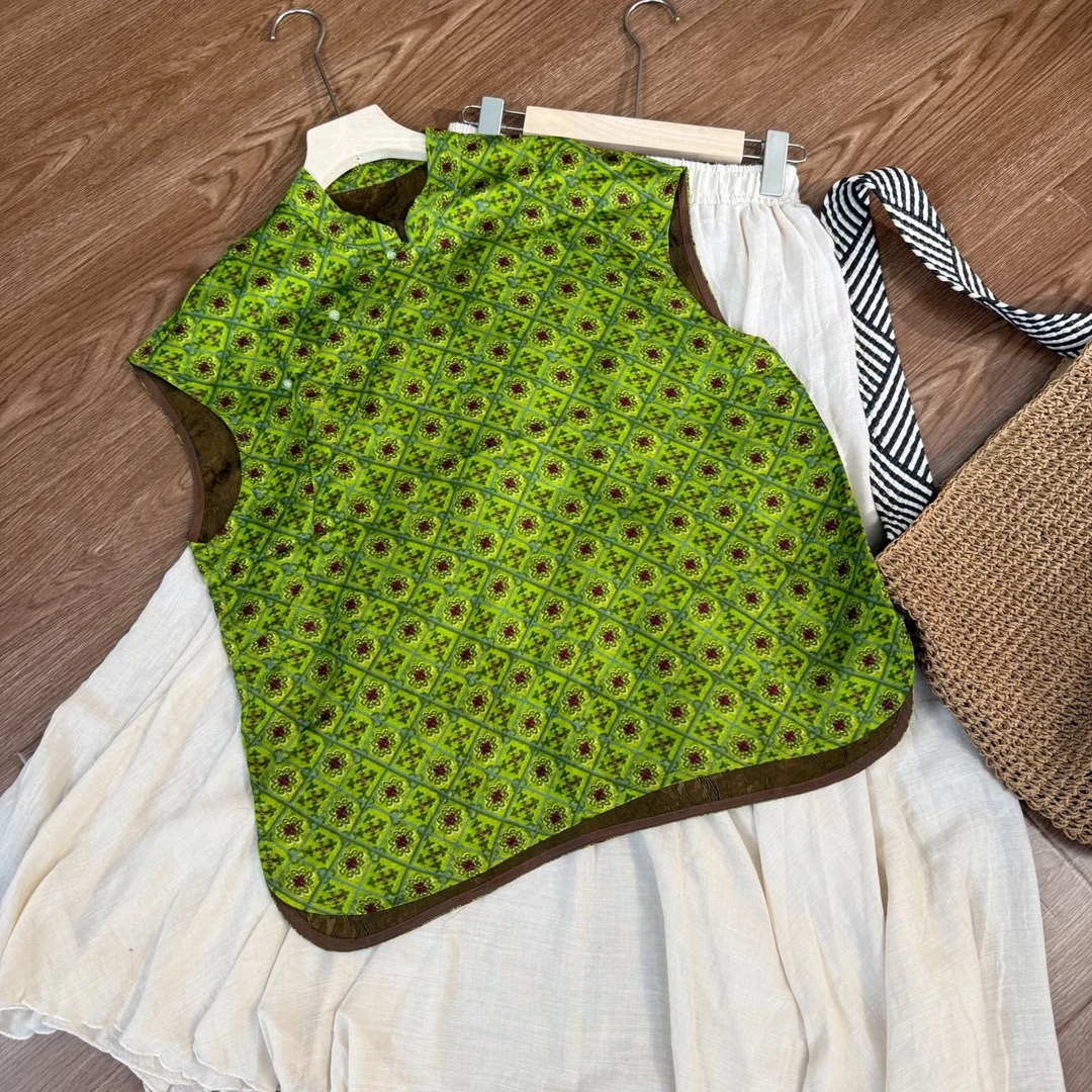 [夜微]Z153宽松复古上衣夏季新中式新款休闲无袖时尚