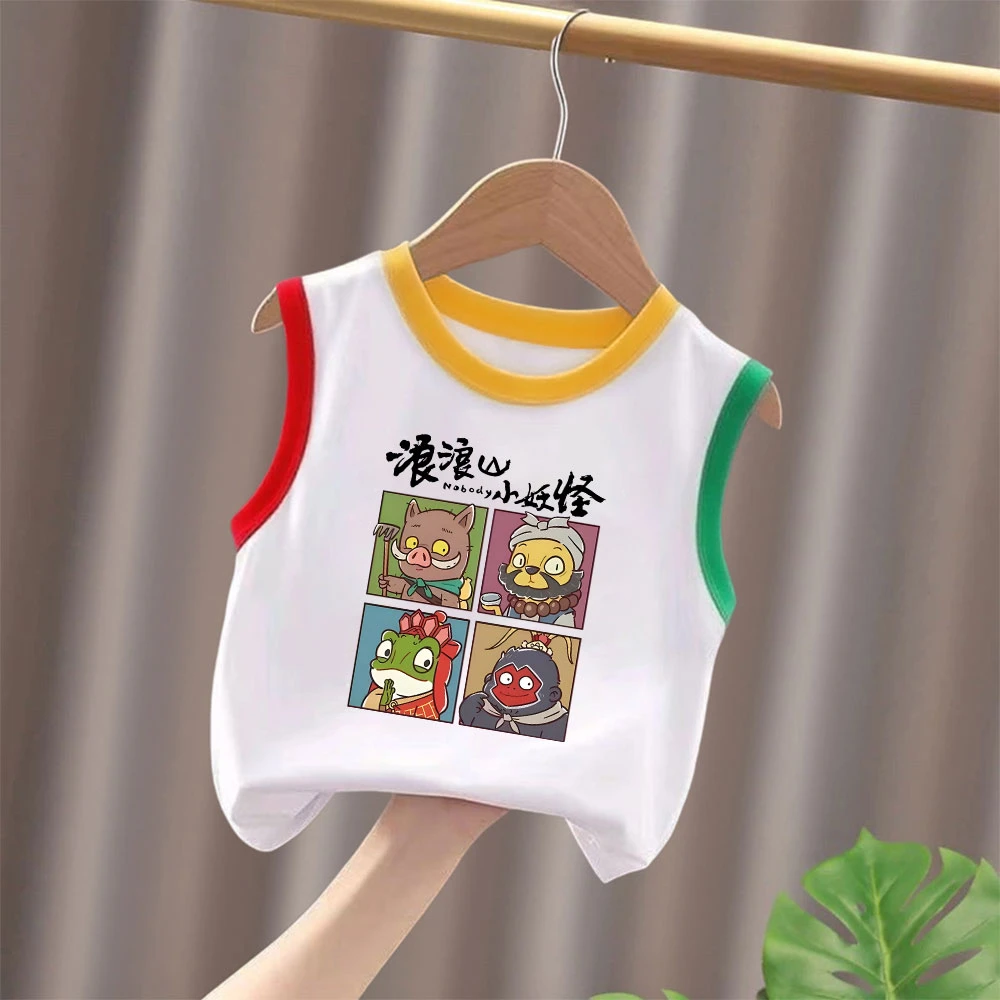 2025新款男童女童可爱纯棉休闲背心儿童外穿无袖T恤潮流动漫打底