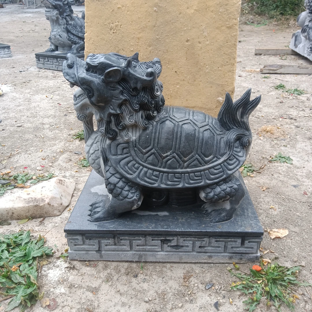 石雕龙头龟青石材质招财进宝辟邪