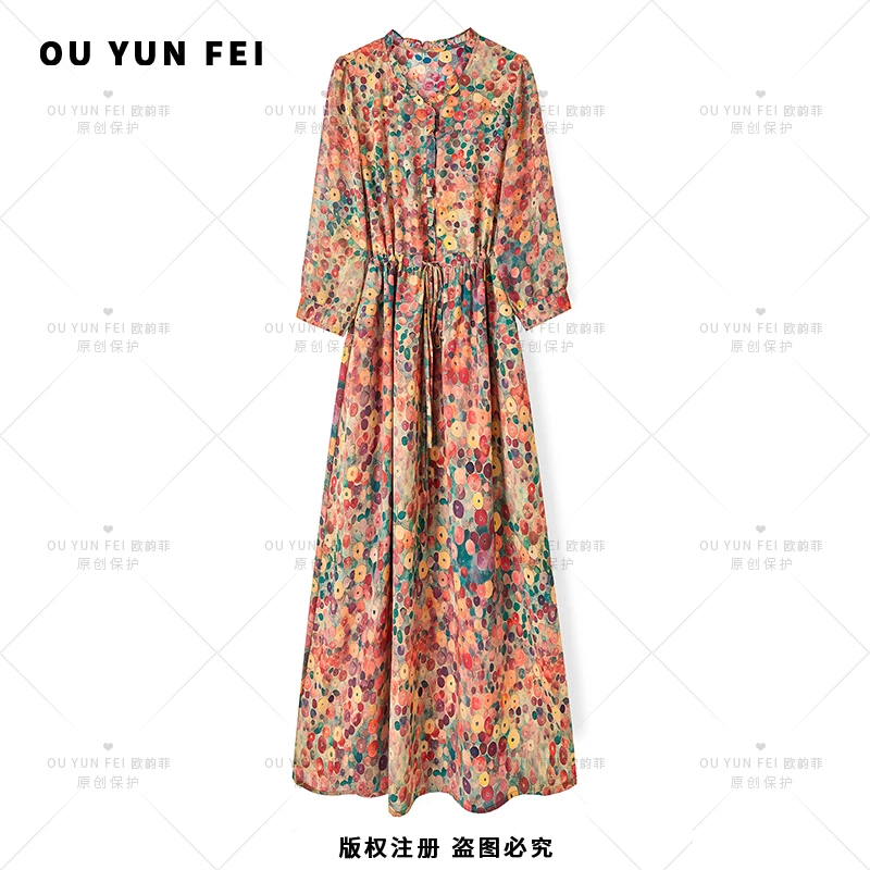 高级感连衣裙女新款气质显瘦穿搭时尚洋气长裙F2117