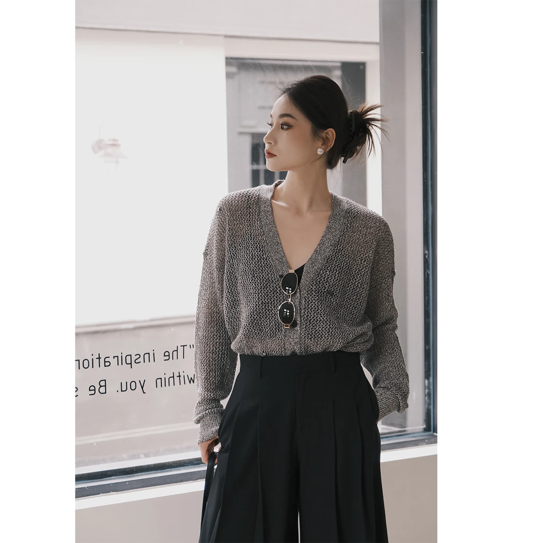 PRASE·噜【织梦】微胖轻奢设计款春和纸纱毛针织衫PR502C38