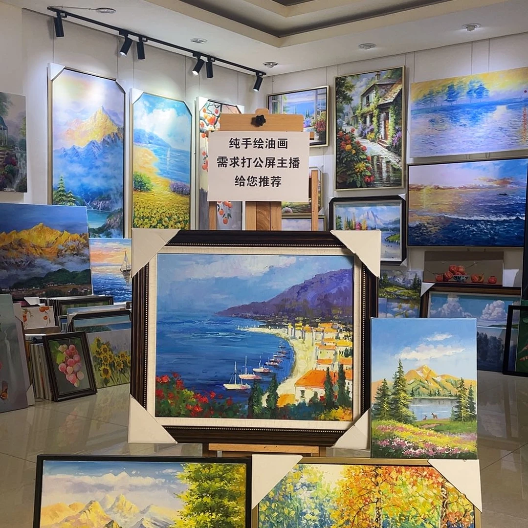 横款纯手绘油画，带框65*75cm
