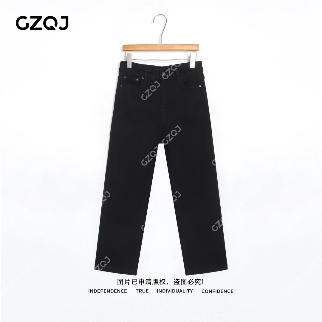 老琴私服【瘦瘦裤】加绒直筒修身显瘦牛仔裤女冬烟管九分裤子24552